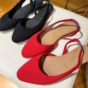 Black Slingback Pointed-Toe Flats (2 pairs - black and red size 6.5)